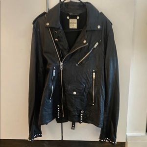 Zadim & voltaire mens leather jacket with studs